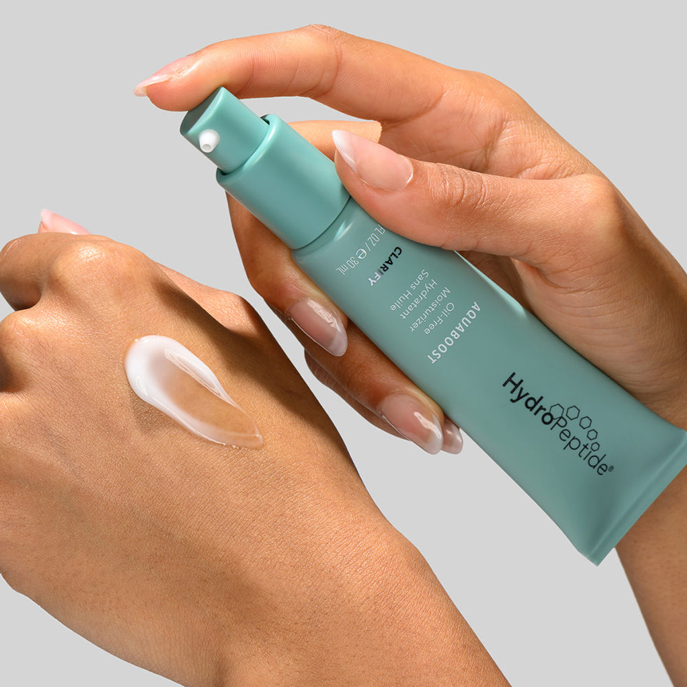 HydroPeptide Aquaboost Moisturizer product being applied to hand