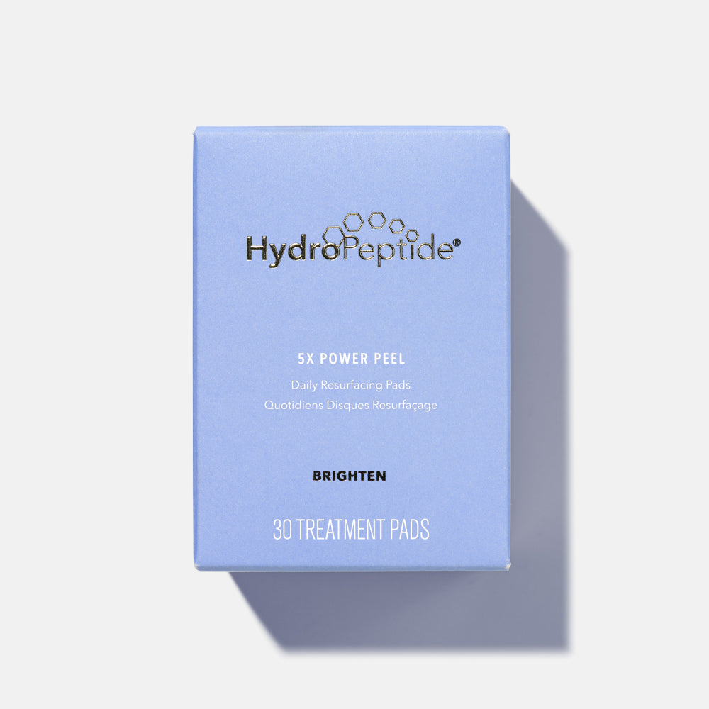 HydroPeptide skincare product packaging on a light gray background